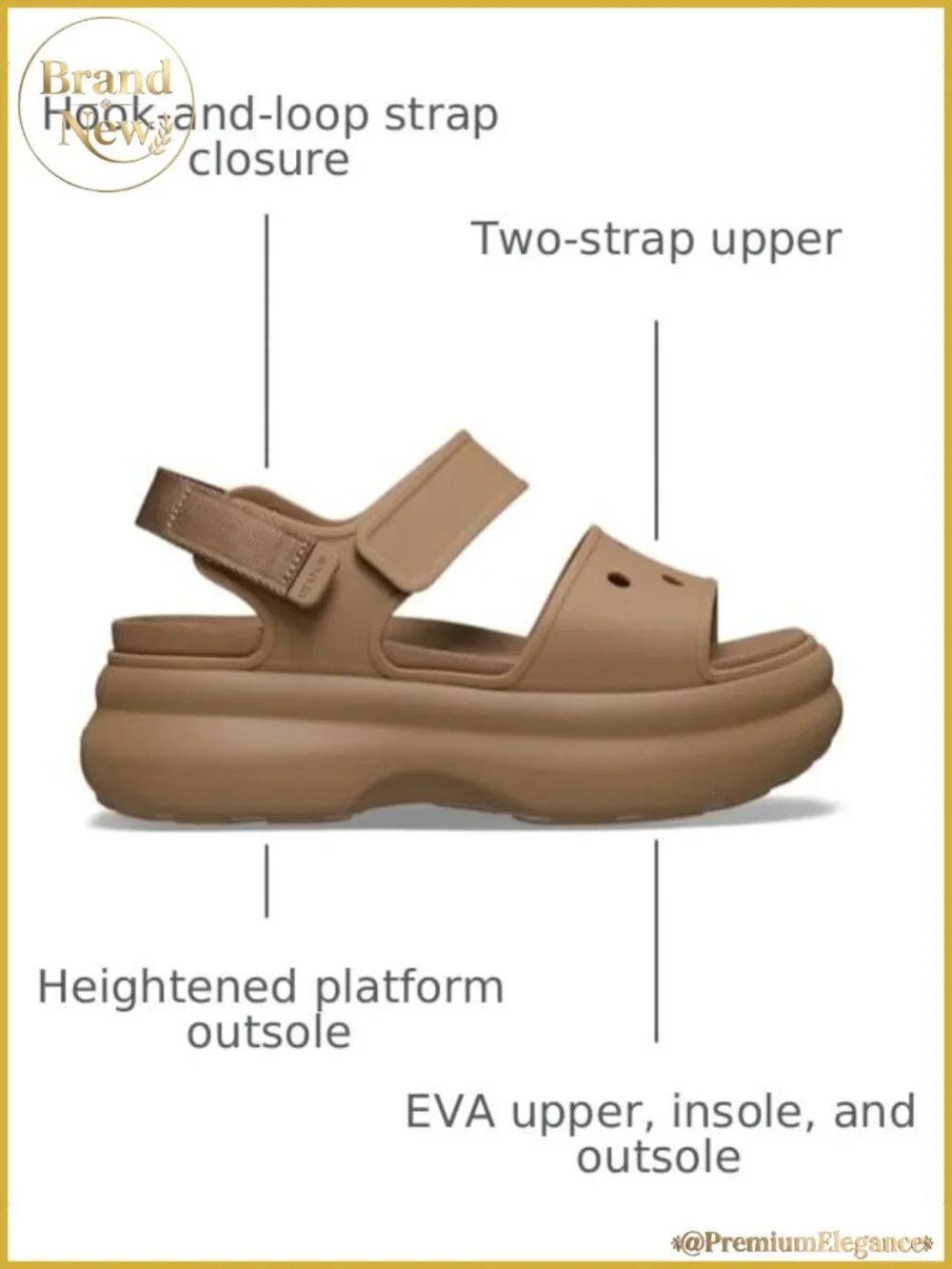 Crocs Soho Y Strap Platform Sandals EVA Hook-and-Loop Slide